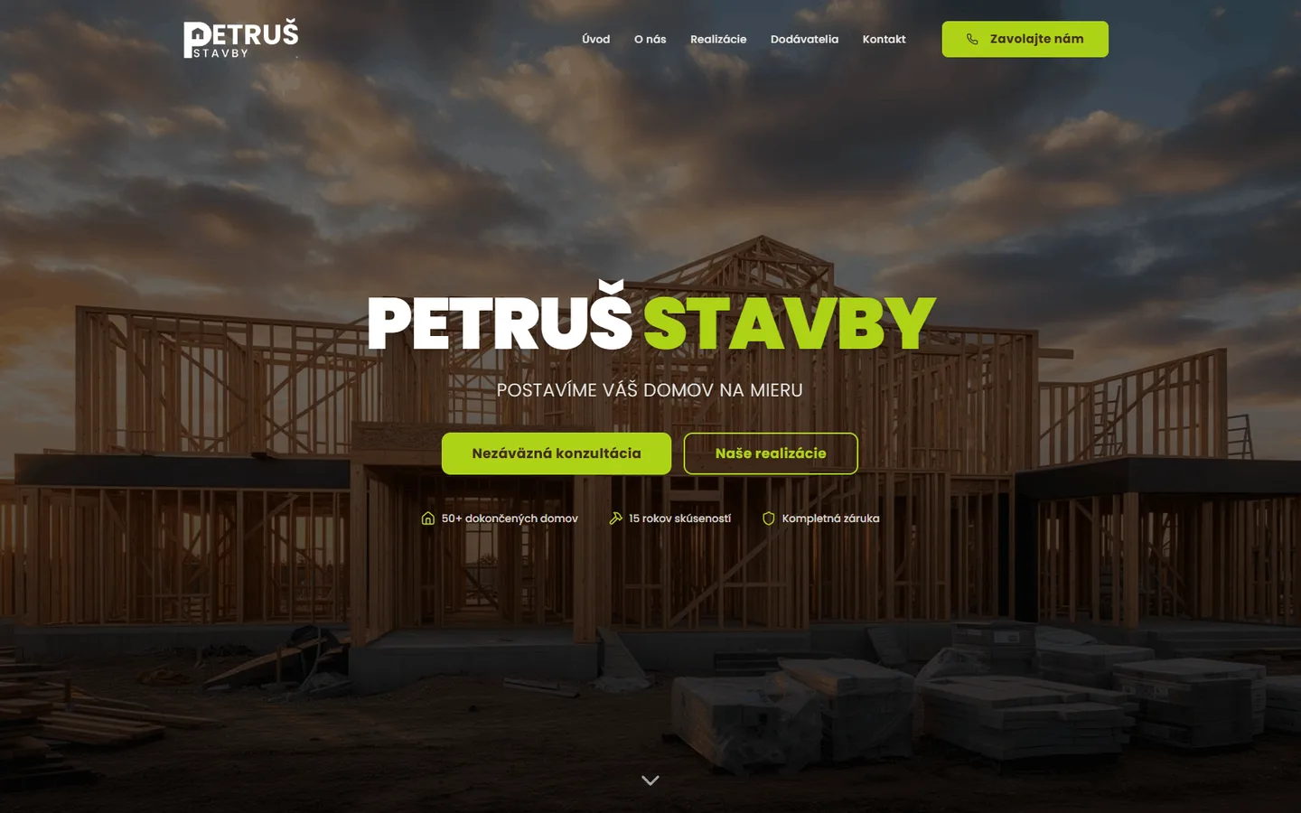 Web pre Petruš Stavby — Stavba domov